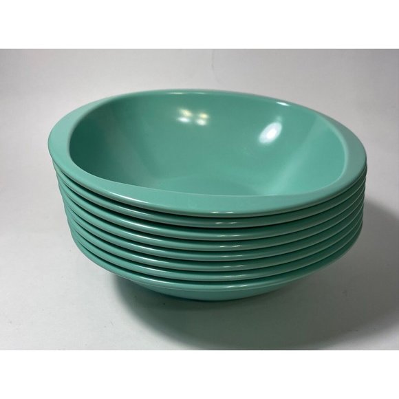Vintage MSE Set Of 8 bowls and 8 plates Melamine melmac teal - Picture 6 of 8